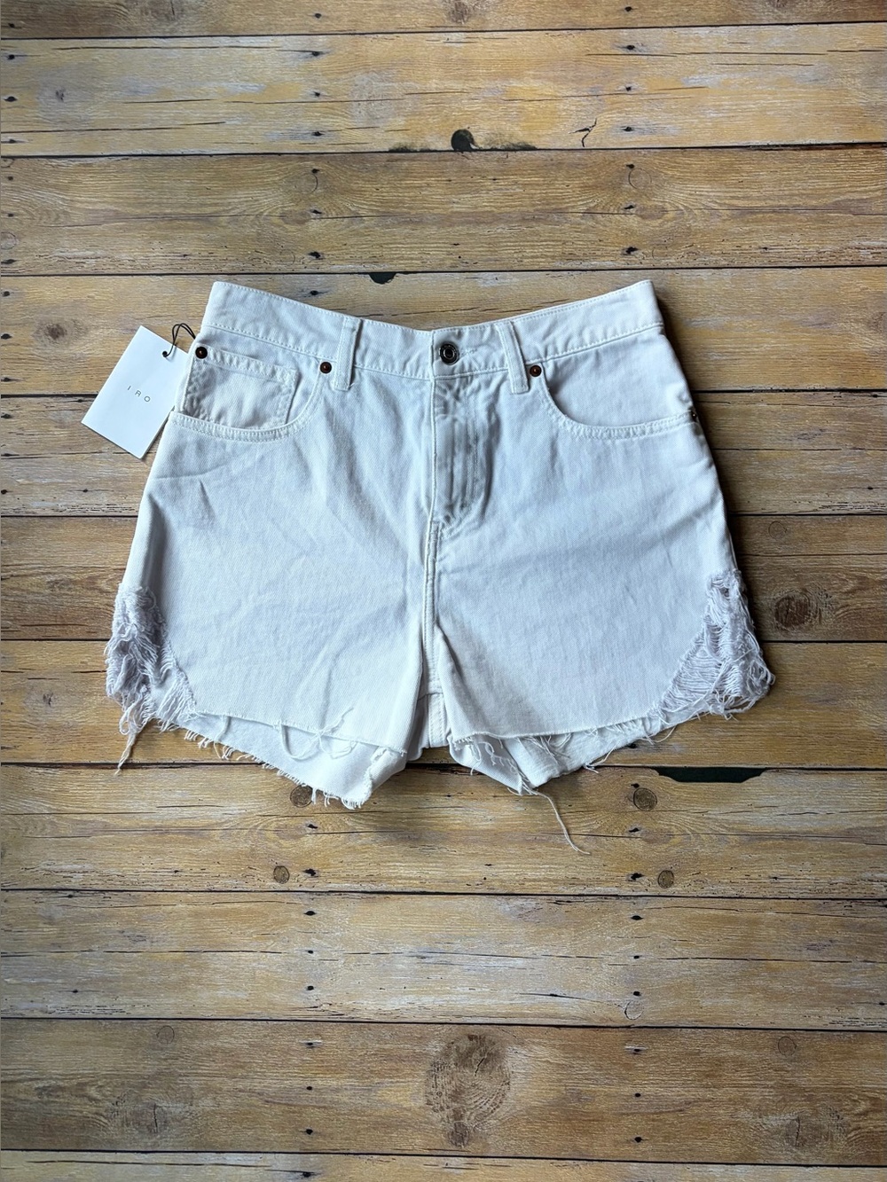 NWT IRO Distressed High Rise Denim Shorts-size 28